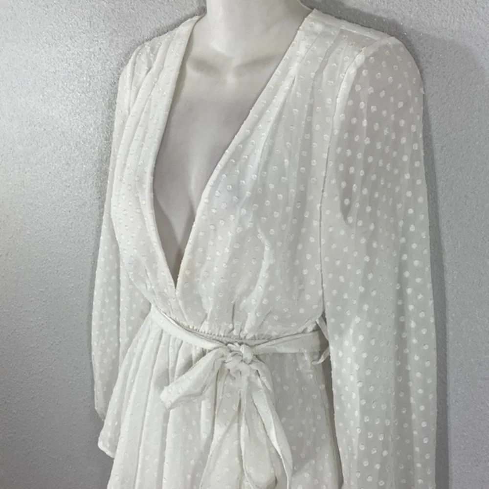Princess Polly Lioness Legendary Lovers Belted Plunge White Tiered Dress XS RR15